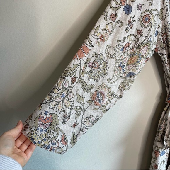 FLAX Linen Paisley Robe - Picture 7 of 11